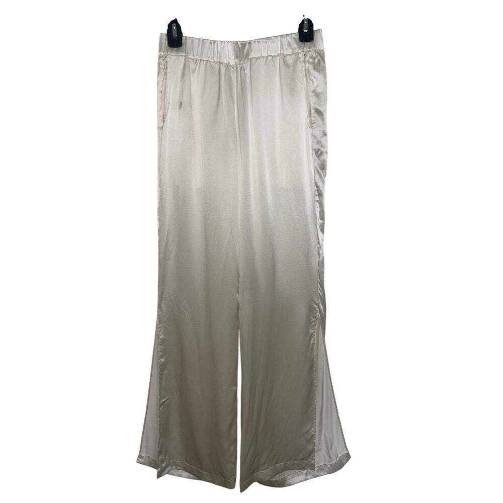 Fiorla 100% Silk Champagne Forte Split Hem Pants Small Bridal Bride Wedding